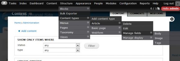Drupal admin menu module